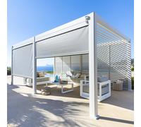 Store pour pergola bioclimatique EVORA Gris clair Blanc Côté 3 m - 2,7 Aluminium, Texaline Hespéride