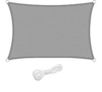 Store rectangulaire 3 x 4 m en PEHD, protection contre le vent et les UV pour terrasse ou camping, gris clair avec kit de fixation