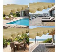 Store rétractable, tissu en polyester réglable avec trous de boucle, ombrage solaire extérieur, protection UV 81-90%, installation sans outils, convient pour patio, terrasse, jardin, auvent UV, soluti