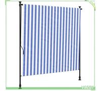 Store roulant d'extérieur - FAFEICY - 368767 - Bleu et blanc - 200x270 cm - Tissu polyester 180 g/m², cadre acier