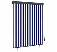 Store roulant d'extérieur - vidaXL - 140x250 cm - Bleu et blanc - Mécanisme manuel