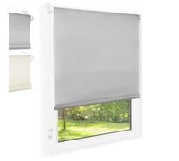 Store roulant FOOX thermique isolant et occultant avec supports auto-serrants sans perçage, Plastique, gris, 65x140 cm