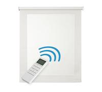 Store Screen Motorisé Premium Aluminium STORESDECO Blanc 140x250 cm | Moteur, batterie, télécommande, aluminium premium, protection solaire UV, tissu Screen thermique, confort automatique premium