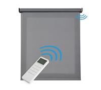 Store Screen Motorisé Premium Aluminium STORESDECO Gris Foncé 140x 180 cm | Moteur, batterie, télécommande, aluminium premium, protection solaire UV, tissu Screen thermique, confort automatique premium