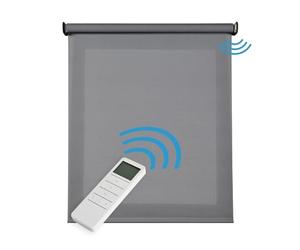 Store Screen Motorisé Premium Aluminium STORESDECO Gris Foncé 140x 180 cm | Moteur, batterie, télécommande, aluminium premium, protection solaire UV, tissu Screen thermique, confort automatique premium
