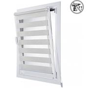 Store Zébré Jour Nuit Fix, Store en tissu double. Installation sans perçage. Idéal pour les fenêtres à battants! Lin,45x180