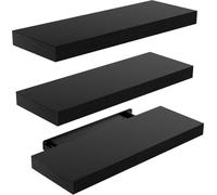 STOREMIC Étagères murales noires Lot de 3 en bois MDF L38 x l17 cm jusqu'à 22 lbs - Étagère décorative moderne pour salle de bain, bureau, salon