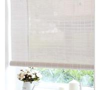 Stores à Enrouleur en Bambou Blanc,Store Occultant en Bambou Exterieur,Store Pare-Soleil pour Terrasse,50% Intimité Écran Filtrage De La Lumière Stores Enroulables (WxH:80x120cm/32x47in)