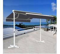 Stores bannes de terrasse double pente avec coffre sur pied - 3,5 x 3 m - Gris anthracite