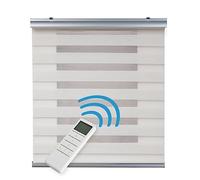 Stores enroleurs motorisé Jour Nuit Premium Double Tissu Finitions Haut de Gamme Galerie et chaînette en Aluminium Qualité maximale pour Fenêtres et Portes Store Zébre STORESDECO Lin 200x250 cm