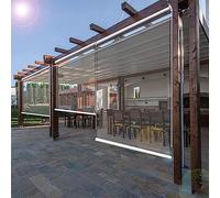 Stores enroulables imperméables en plastique PVC pour terrasse, cloison résistante à la poussière et à la pluie pour balcon, porche, fenêtre et porte - Taille personnalisée (1,5 x 2,2 m / 4.9x7.2ft)