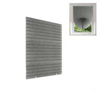 Stores plissés occultants pliables pour fenêtres avec construction en PVC et support de serrage pour contrôle du soleil et des reflets (gris)