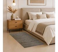 STORESDECO - Tapis Antidérapant en Bambou Naturel Idéal pour Le Salon, Le Couloir, La Salle De Bain... Effet Parquet ! Disponible en Grandes Tailles | Gris, 50 cm x 200 cm