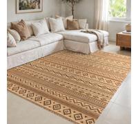 STORESDECO - Tapis Antidérapant en Bambou Naturel Idéal pour Le Salon, Le Couloir, La Salle De Bain... Effet Parquet ! Disponible en Grandes Tailles | Noir Ethnique, 160 cm x 240 cm