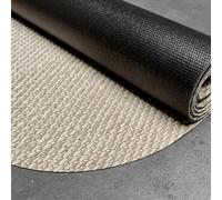STORESDECO Tapis Vinyle Rond Tissé Premium Haute Qualité Lavable Antidérapant Extra-Plat Résistant et Facile à Nettoyer pour Cuisine Salon Intérieur Couleur Beige 100 cm diamètre