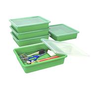 Storex Lot de 5 plateaux de rangement plats avec couvercle, format lettre, 25,4 x 33 x 7,6 cm, vert (62539U05C)
