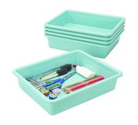 Storex Lot de 5 Plateaux de Rangement Plats Format Lettre - Bac de Rangement pour Salle de ureau et Maison, Bleu Sarcelle (62522A05C)