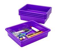 Storex Lot de 5 Plateaux de Rangement Plats Format Lettre - Bac de Rangement pour Salle de ureau et Maison, Violet, 62521A05C
