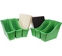 Storex Lot de 6 petites corbeilles à livres, surface effaçable à sec, 29,8 x 21,6 x 11,4 cm, vert