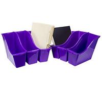 Storex Lot de 6 petites corbeilles à livres, surface effaçable à sec, 29,8 x 21,6 x 11,4 cm, violet
