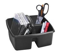 Storex Petit caddy à 3 compartiments - Organiseur de salle de classe multifonction avec poignée, noir, lot de 6 (00972A06C)