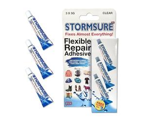 Stormsure Flexible Repair Adhesive : 3 x 5g Clear Glue - Parfait pour les réparations de semelles de chaussures, la fixation de talons de bottes et la restauration de chaussures de sport.