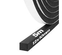 Storystore Joint Isolation pour Fenêtre Porte, Joint Adhésif en Mousse Caoutchouc, 12mm de Large x 10mm d'Épaisseurs x 5m de Long, Joint en Bande Calfeutrage Isolation Phonique Anti-Collision, Noir