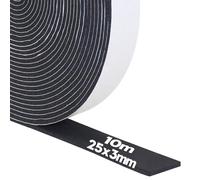 Storystore Joint Isolation pour Fenêtre Porte, Joint Adhésif en Mousse Caoutchouc, 25mm de Large x 3mm d'Épaisseurs x 10m de Long, Joint en Bande Calfeutrage Isolation Phonique Anti-Collision, Noir