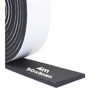 Storystore Joint Isolation pour Fenêtre Porte, Joint Adhésif en Mousse Caoutchouc, 50mm de Large x 6mm d'Épaisseurs x 4m de Long, Joint en Bande Calfeutrage Isolation Phonique Anti-Collision, Noir