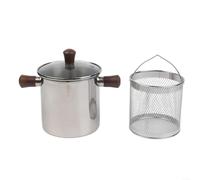 Stovetop Friteuse en acier inoxydable 304 - Pot d'huile d'une capacité de 1,5 l avec poignée en noyer froid au toucher - Pour frites et beignets (B-1,5 L)