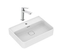 Strada II lavabo 600x430 mm 1 trou + Swiss Aqua Technologies mitigeur lavabo, sans tirette, chrome (T300001SATBSF271)