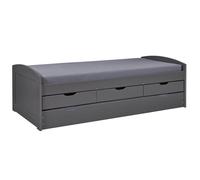 STRADI - Lit Gigogne 90x200cm + 3 Tiroirs Vernis Gris