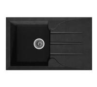 STRADOUR Evier cuisine a encastrer 1 bac 1 égouttoir Aloa Résine 81 50 cm Noir Noir G
