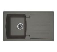 STRADOUR Evier cuisine a encastrer 1 bac + 1 egouttoir Arena - Resine - 86 x 50 cm - Gris beton Neutre G