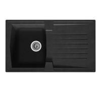 STRADOUR Evier cuisine a encastrer 1 bac + 1 egouttoir Arena - Resine - 86 x 50 cm - Noir Noir G