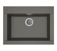 STRADOUR Evier cuisine a encastrer 1 bac sans egouttoir Hexo - Resine - 66 x 50 cm - Gris beton Gris béton G