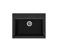 STRADOUR Evier cuisine a encastrer 1 bac sans egouttoir Hexo - Resine - 66 x 50 cm - Noir