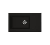 STRADOUR Évier cuisine à encastrer Einna – 1 grand bac + égouttoir – Résine – 86 x 50 cm – Noir