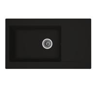 STRADOUR Evier cuisine à encastrer 1 grand bac + 1 égouttoir Einna - Résine - 86 x 50 cm - Noir