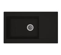 STRADOUR Évier cuisine à encastrer Einna – 1 grand bac + égouttoir – Résine – 86 x 50 cm – Noir