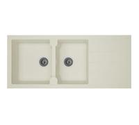 STRADOUR Evier de cuisine encastré avec 2 bacs + 1 égouttoir Aloa - Résine - 116 x 50 cm - Blanc