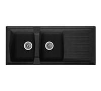 STRADOUR Evier cuisine a encastrer 2 bacs 1 égouttoir Arena Résine 116 50 cm Noir Noir G