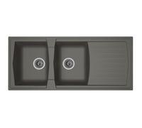 STRADOUR Evier de cuisine encastré 2 poubelles + 1 égouttoir Arena - Résine - 116 x 50 cm - Gris béton