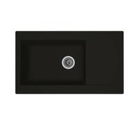 STRADOUR Évier cuisine à encastrer Einna – 1 grand bac + égouttoir – Résine – 86 x 50 cm – Noir