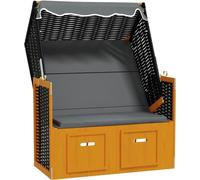 Strandkorb avec auvent résine tressée et bois solide anthracite