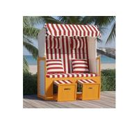 vidaXL Chaise de plage avec coussins Poly rotin et bois massif Rouge & Blanc