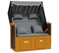 Strandkorb coussin résine tressée bois solide noir anthracite