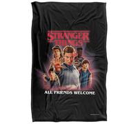 Stranger Things All Friends Welcome Poster Plaid Ultra Doux au Toucher Soyeux - 91 x 147 cm