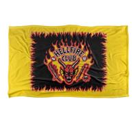 Stranger Things Hellfire Club Logo Flames Plaid Ultra Doux au Toucher Soyeux - 91 x 147 cm