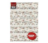 Stranger Things Papier Cadeau Anniversaire - Officiel Netflix 2 Feuilles et 2 Étiquettes
